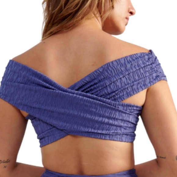 Mara Hoffman Lorina Blue Bikini Top Off the Shoulder Textured X Large - Picture 6 of 13